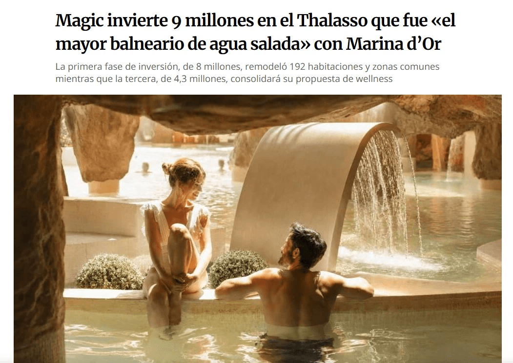 Magic invierte 9 millones en el Thalasso que fue «el mayor balneario de agua salada» con Marina d’Or